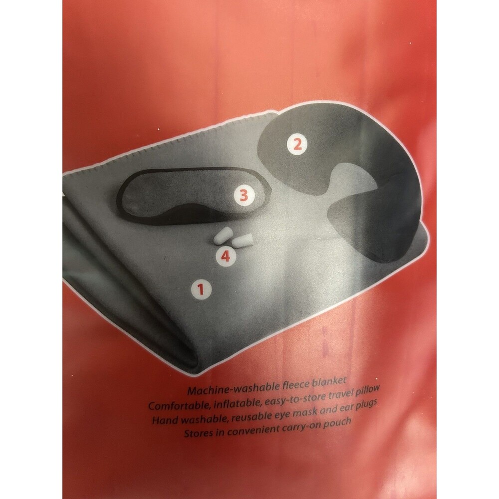 NEW Embark comfort travel set - blanket, inflatable pillow, eye mask & earplugs